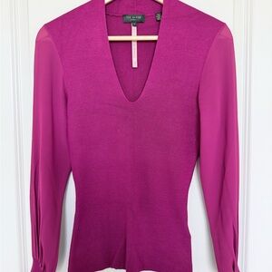 Ted Baker Magenta V-Neck Sweater